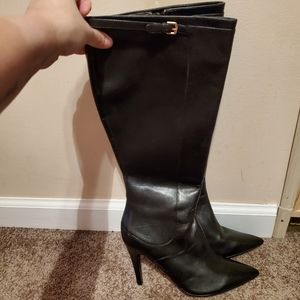 Lauren Ralph Lauren Black Leather Knee-High Boots Size 7M